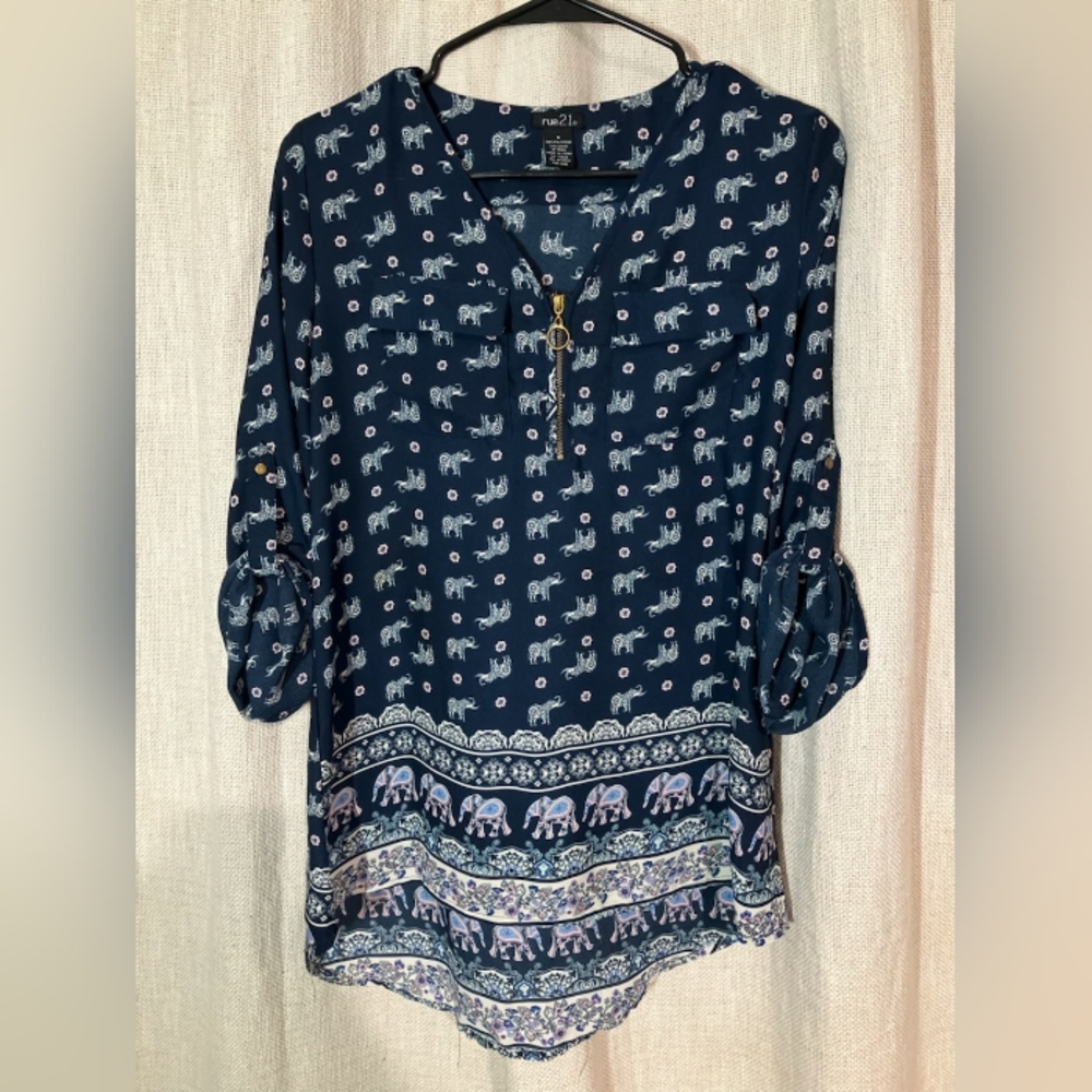 Rue21 Elephant Print Sheer Blouse